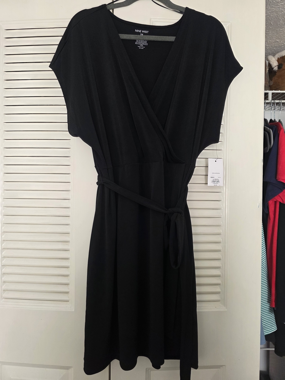 Nine West Black Wrap-Front Dress